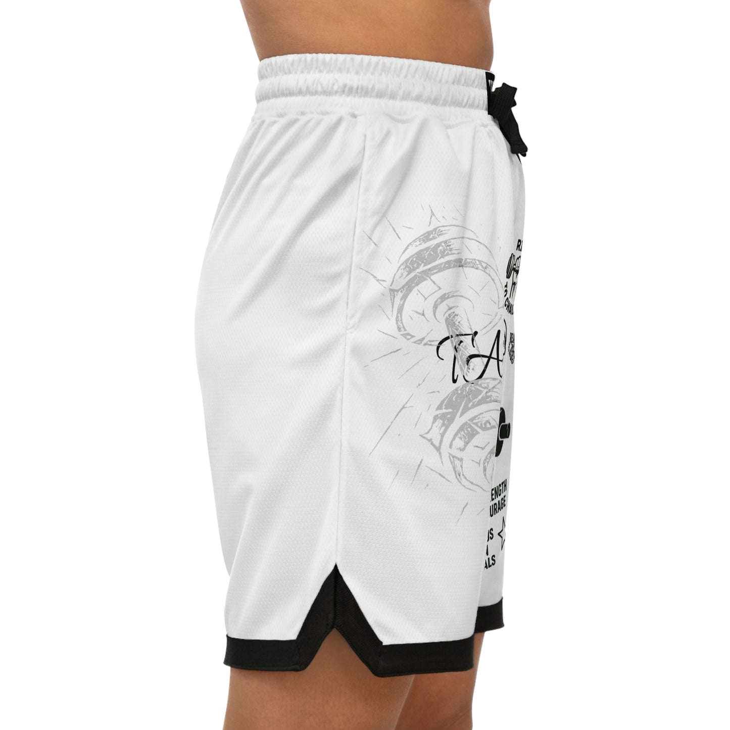 Motivational Basketball Rib Shorts - Hustle Hard, Unleash the Beast