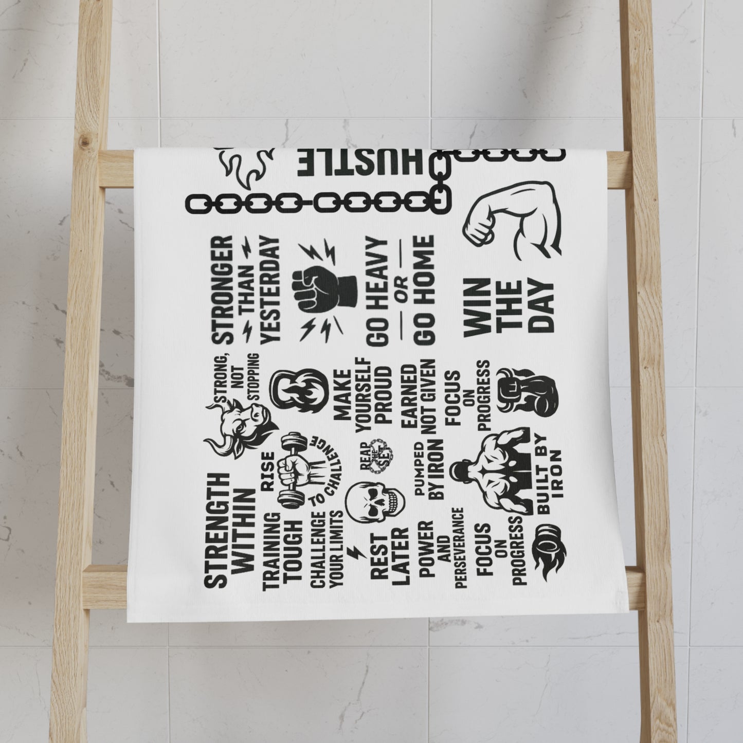Motivational Gym Towel - Hustle Hard & Wipe Away Doubts